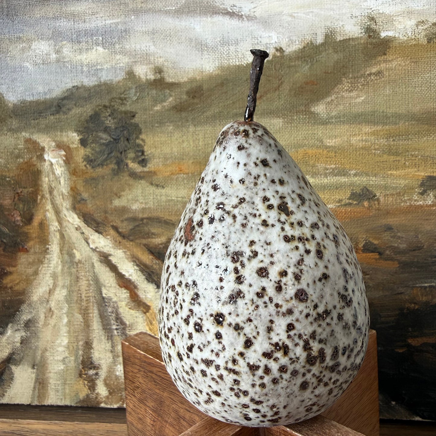 Large Rustic Ceramic Pear | Natural Speckled
