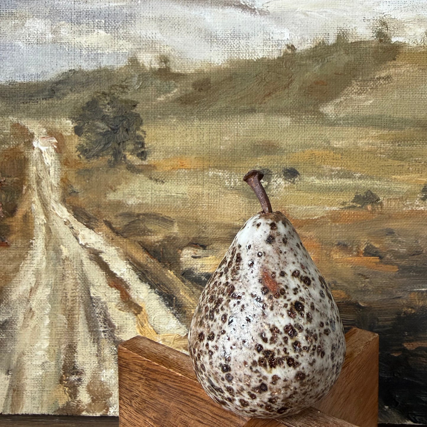 Small Rustic Ceramic Pear | Natural Speckled