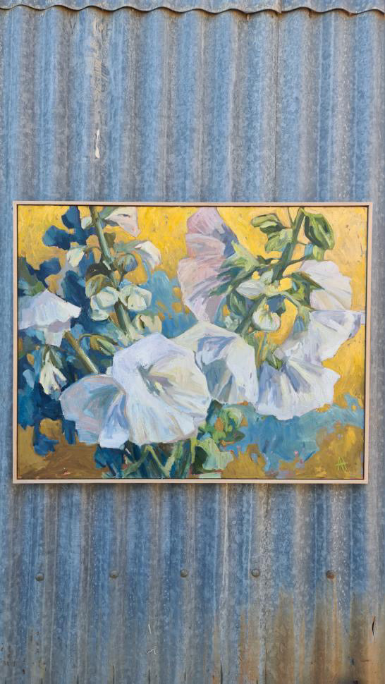 Garden Pickings, Hollyhocks by Alice Tilley