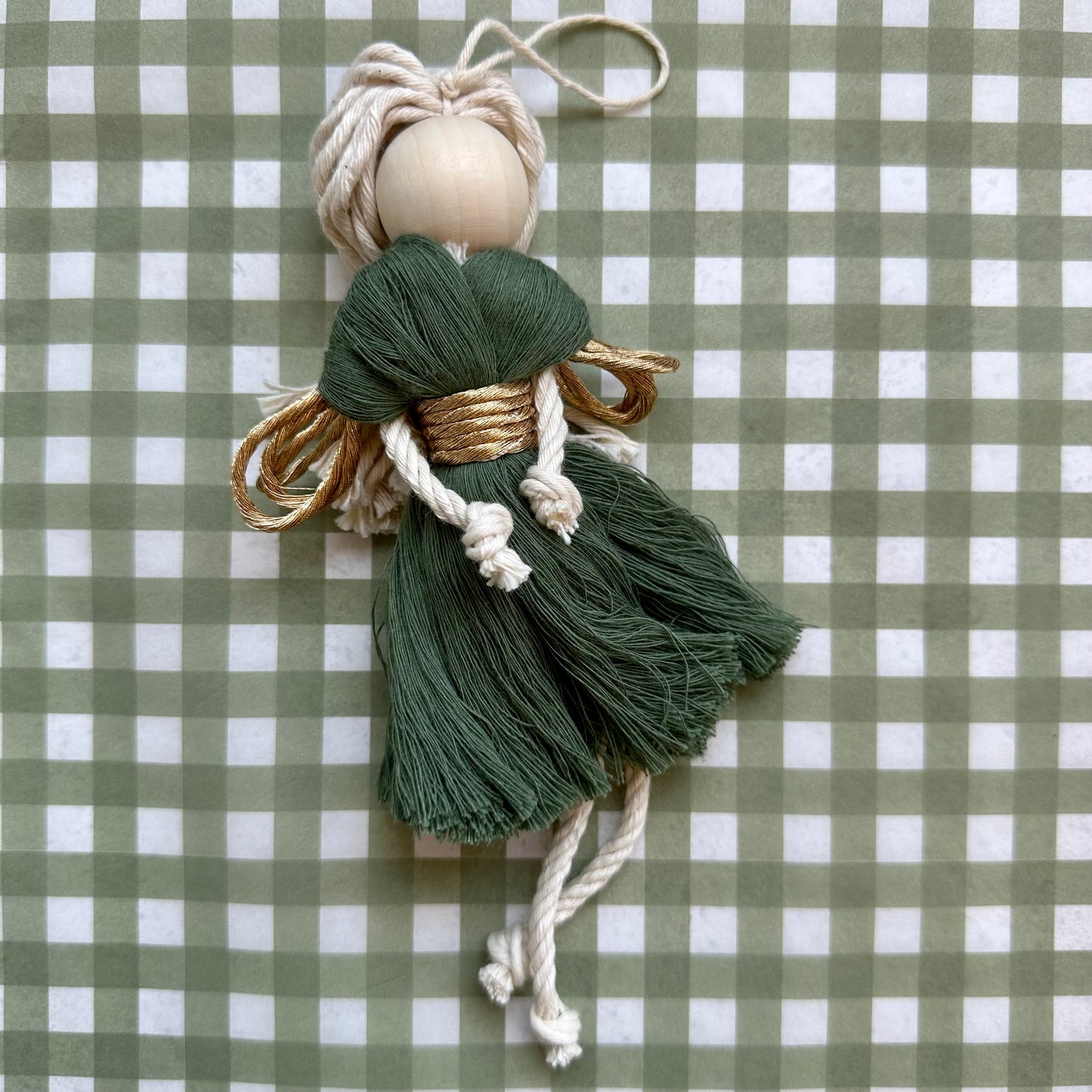 Macrame Christmas Angel - Green
