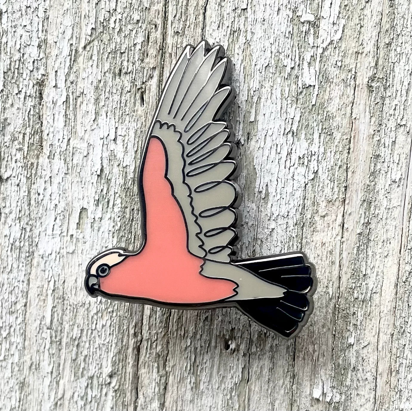 Galah in Flight Enamel Brooch