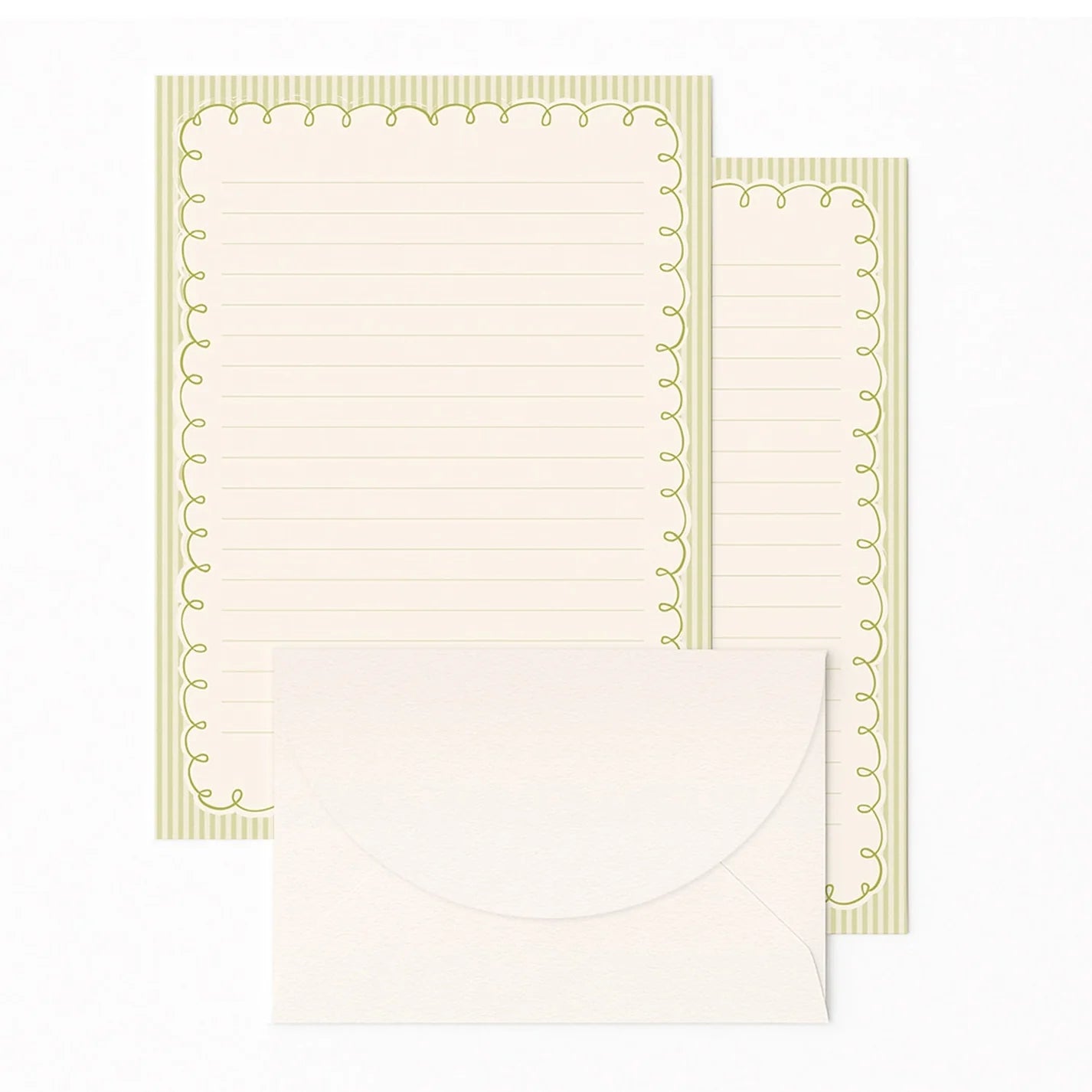 'Vert Pinstripe' Lined Letter Writing Stationery Set