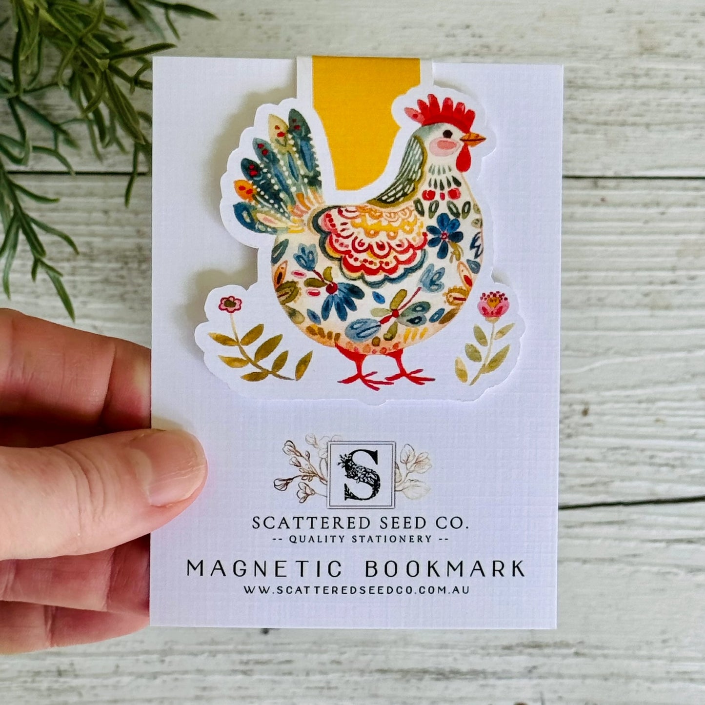 Folk Art Chook II Magnetic Bookmark