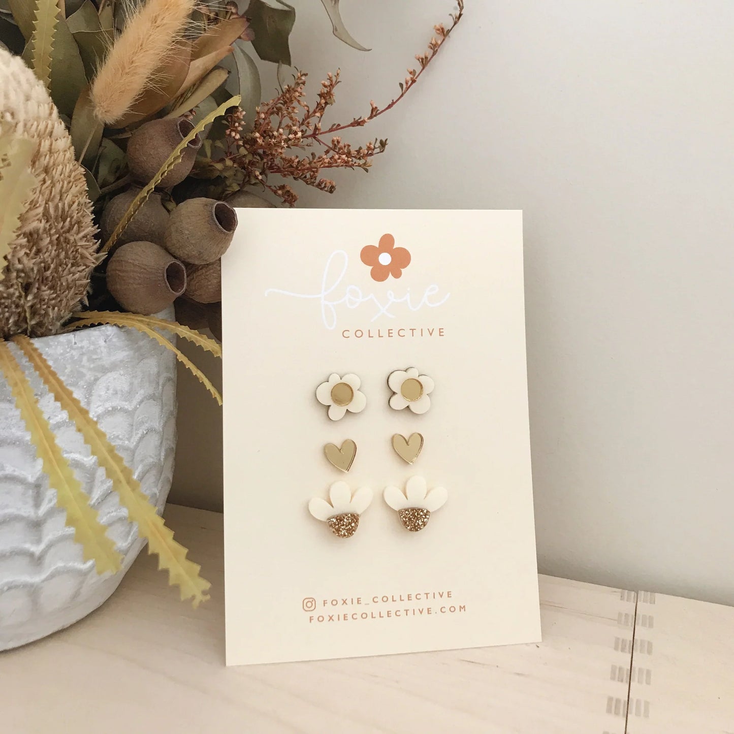 PREORDER Stud Pack Trio | Cream + Gold