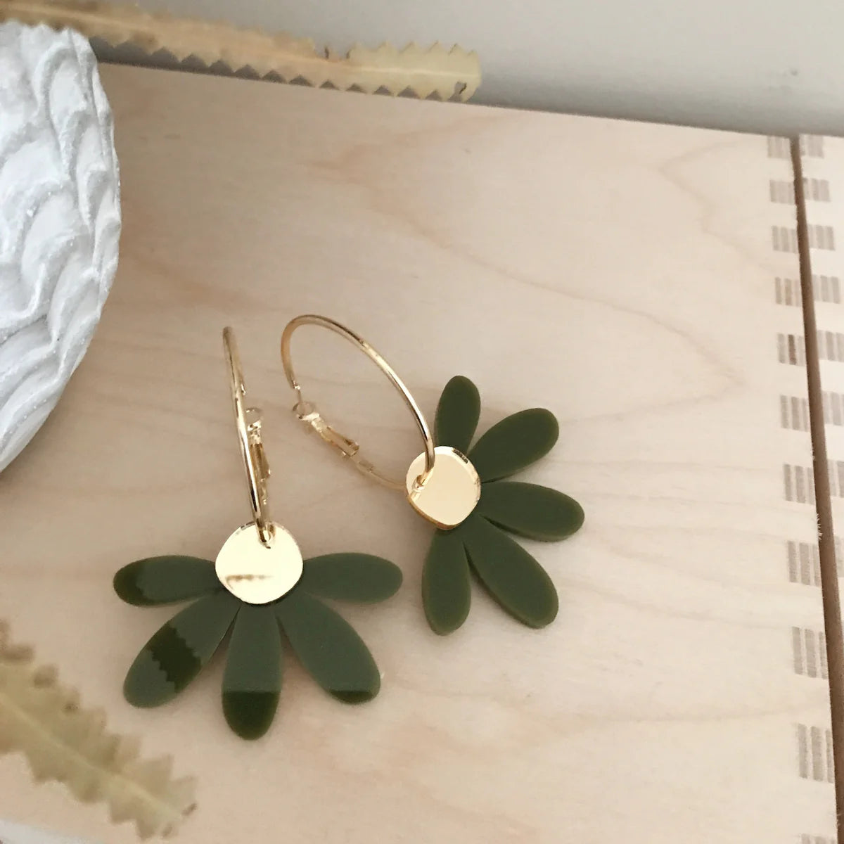 PREORDER Jumbo Daisy Hoops | Olive + Gold