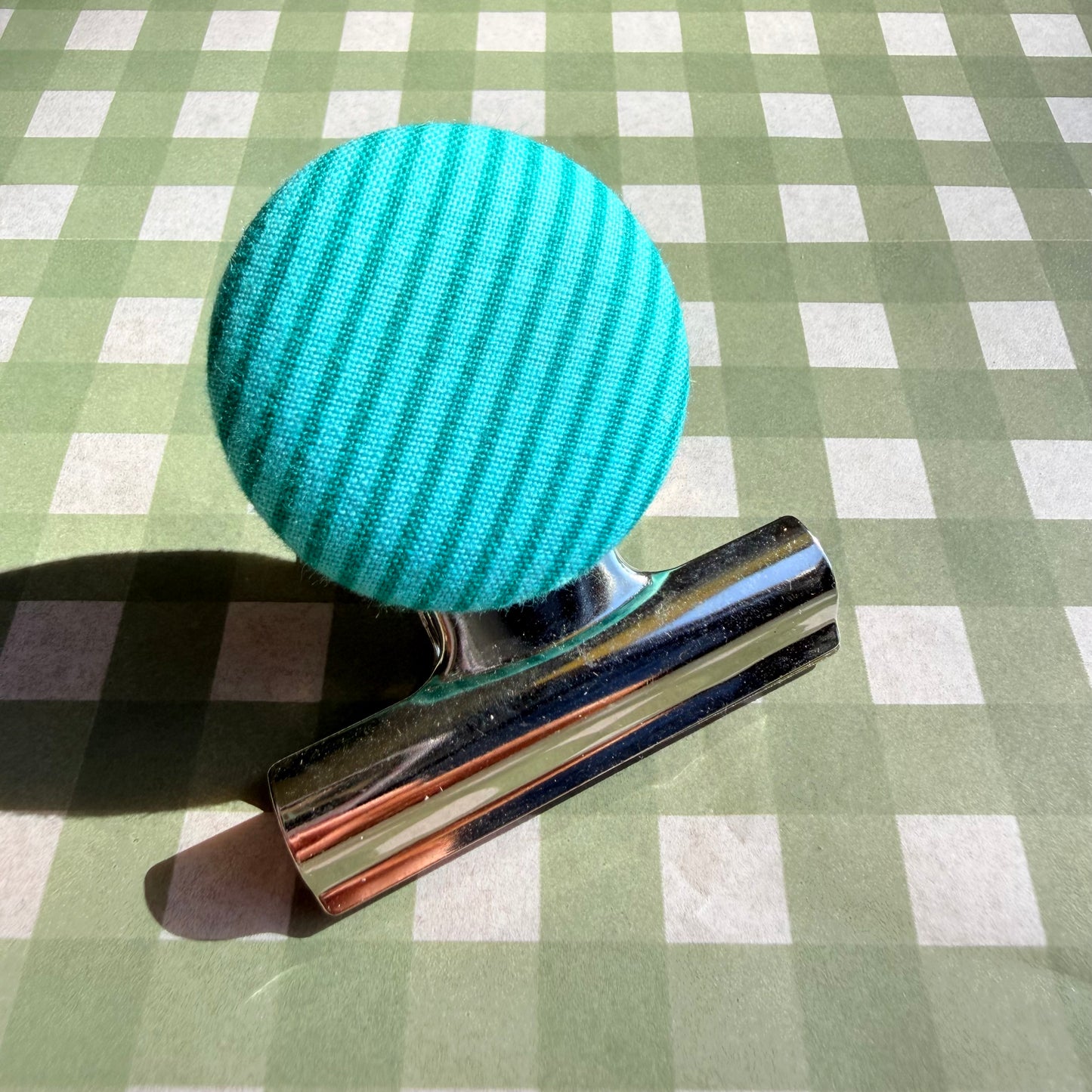 Teal Stripe Bulldog Clip