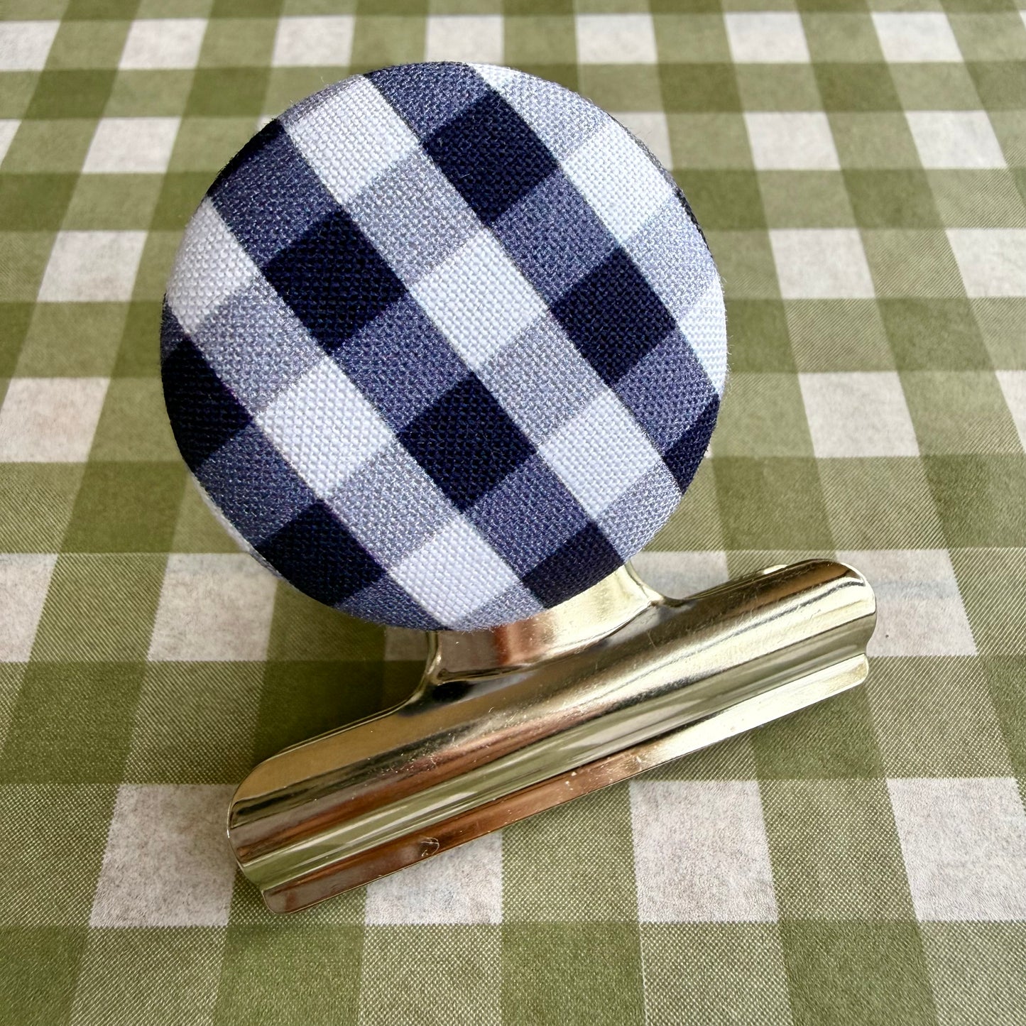 Navy Gingham Bulldog Clip