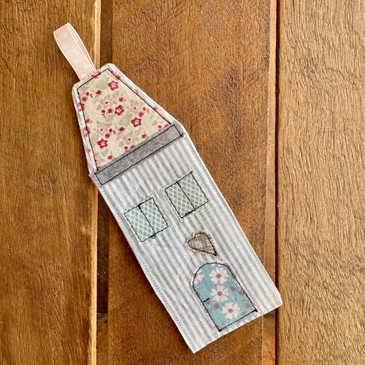 Charming Grey Stripe House Bookmark | Blue Floral Door
