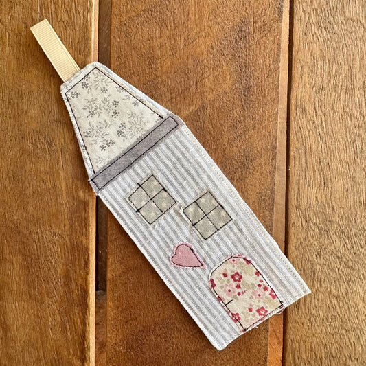 Charming Grey Stripe House Bookmark | Pink Floral Door