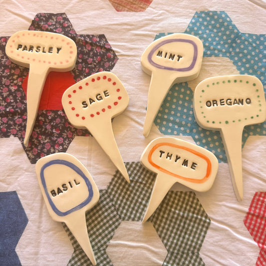 Hand-painted Ceramic Herb Marker Set