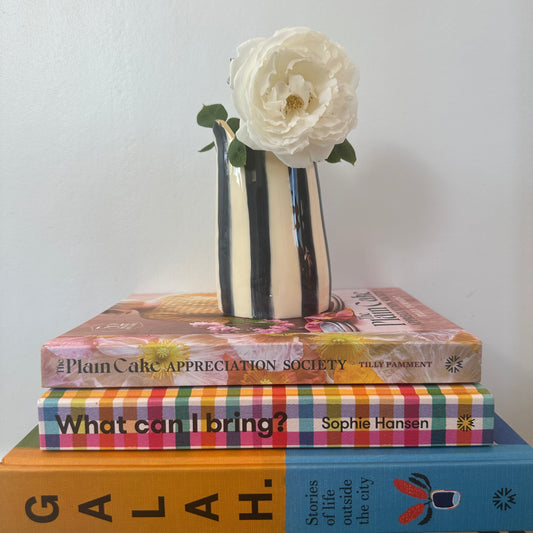 Navy Striped Gold Wavy Rim Vase