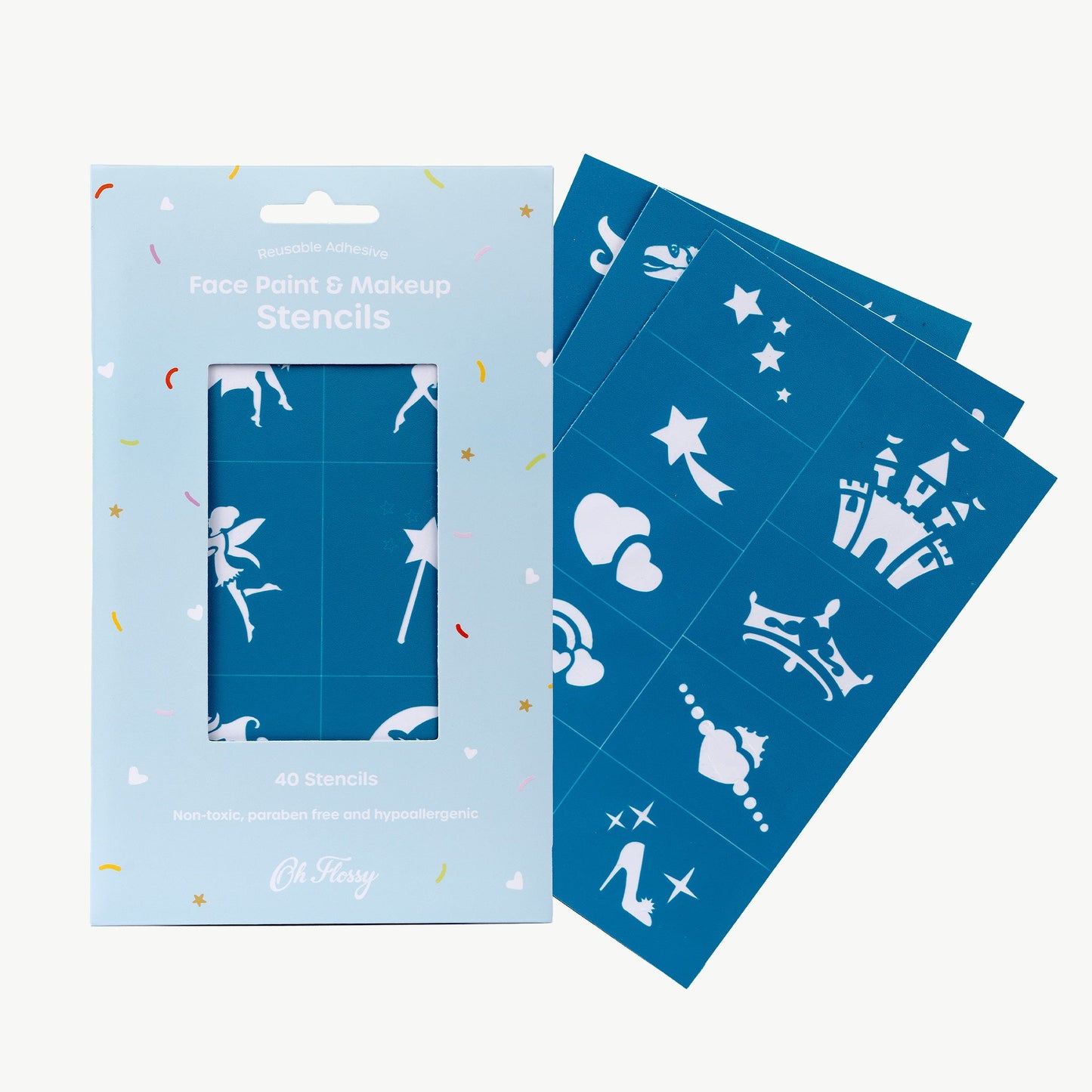 Reusable Adhesive Face Paint & Makeup Stencils | Teal