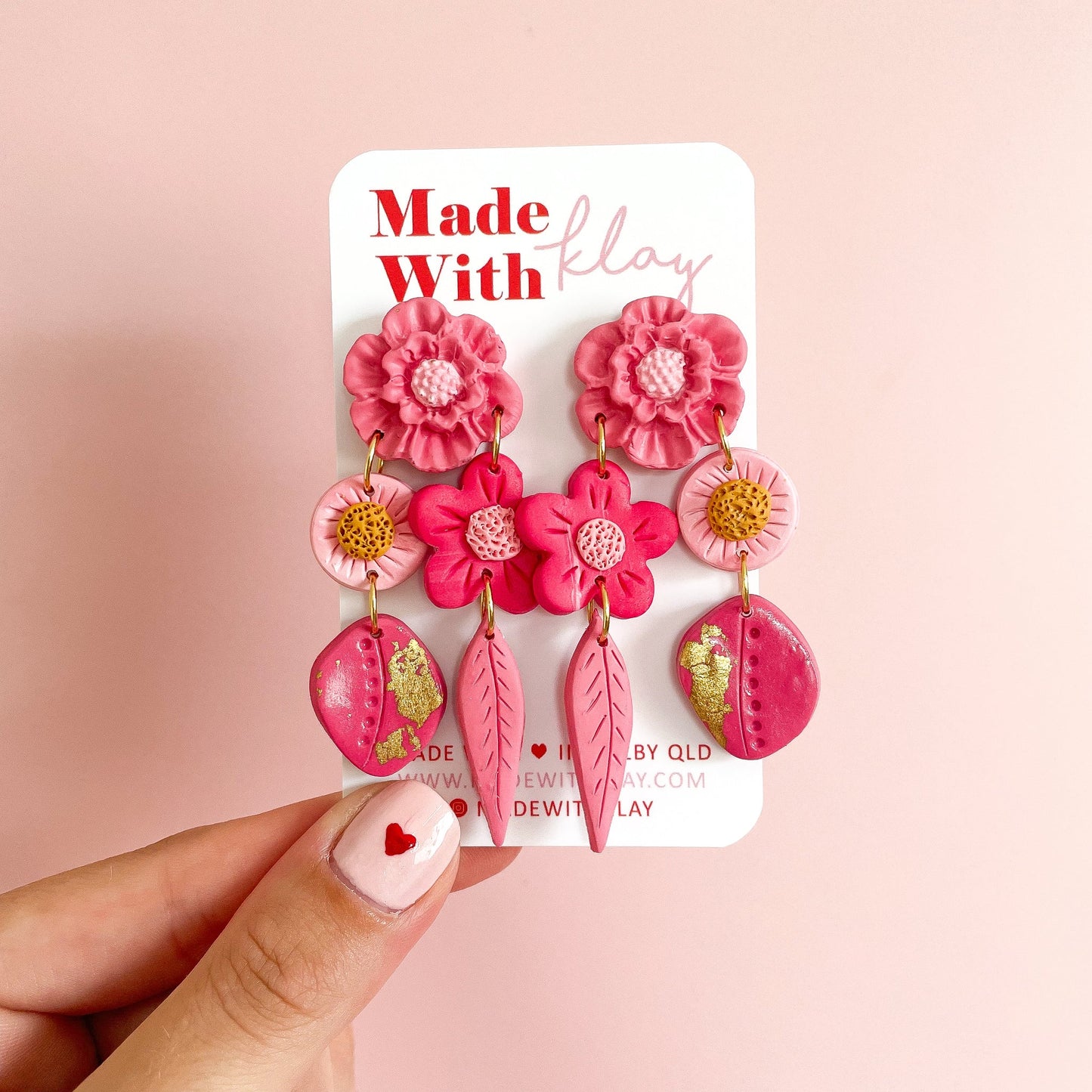Pink Flower Posy Dangles