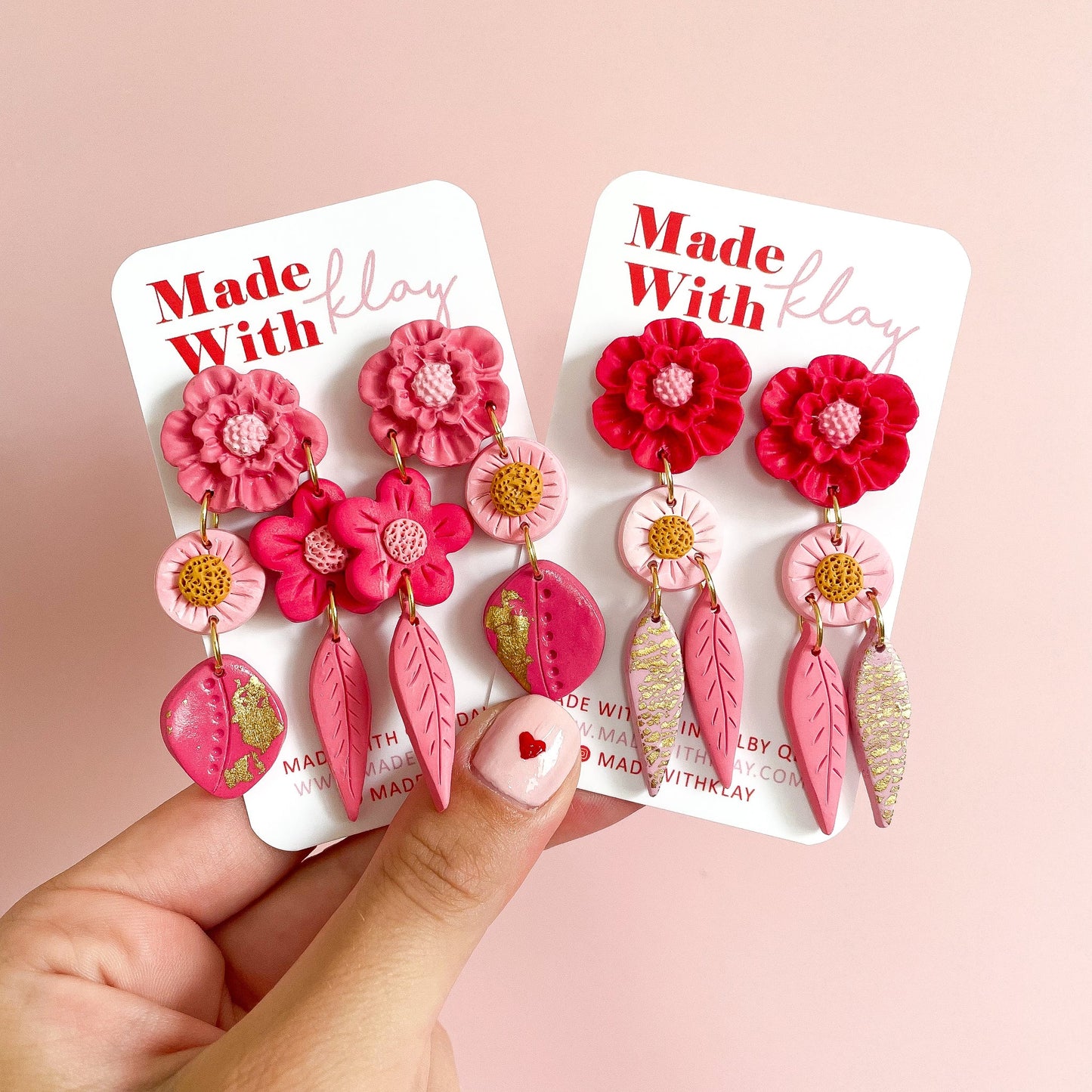 Pink Flower Posy Dangles