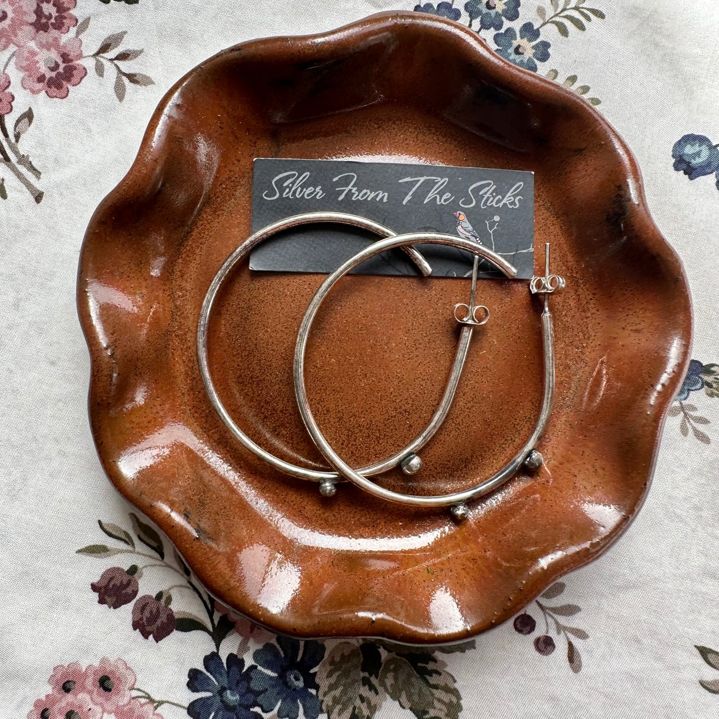 Sterling Silver Double Ball Hoop Earrings