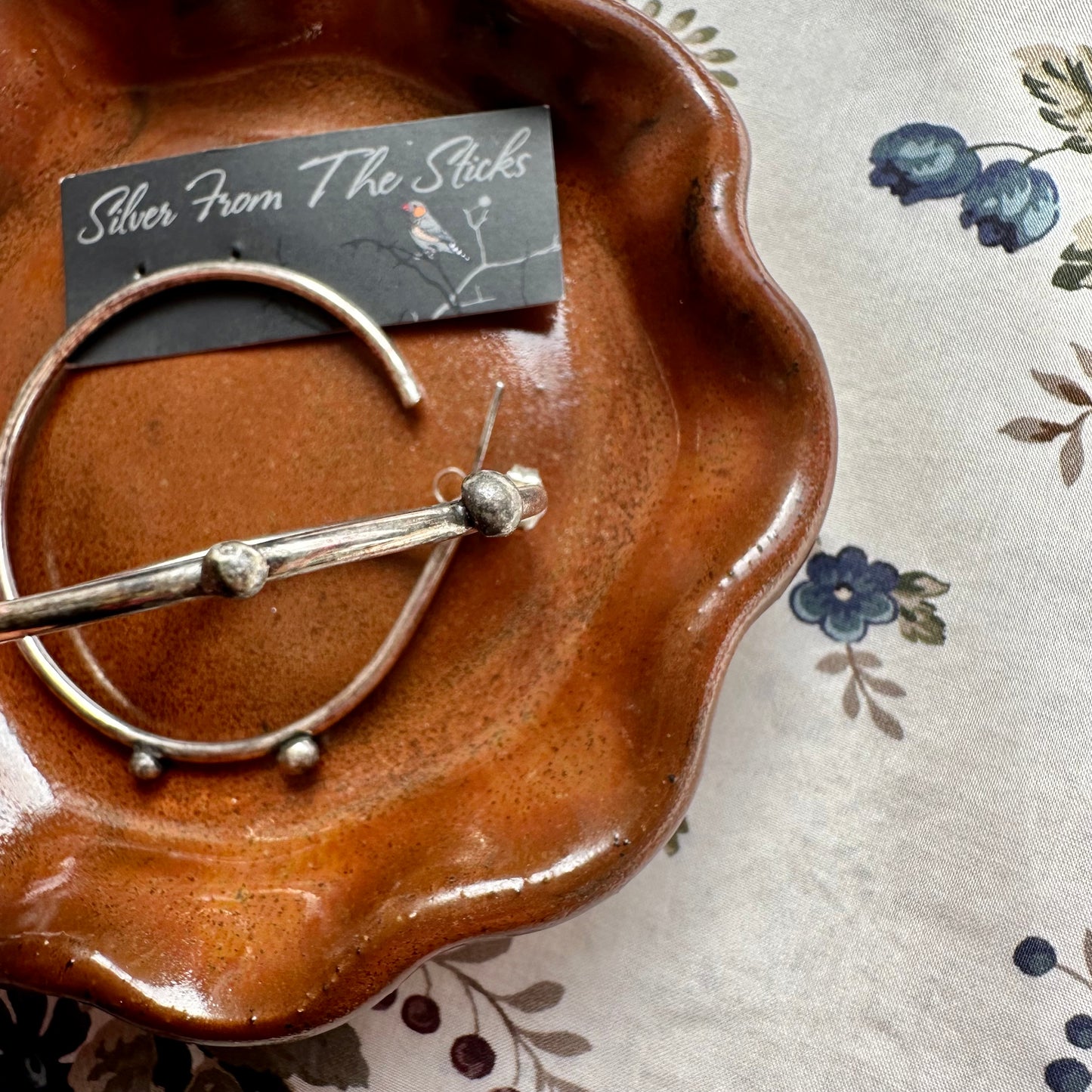 Sterling Silver Double Ball Hoop Earrings