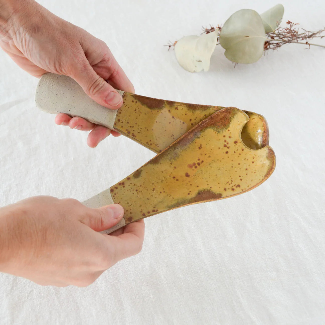 Ceramic Salad Servers - Earthy Retro