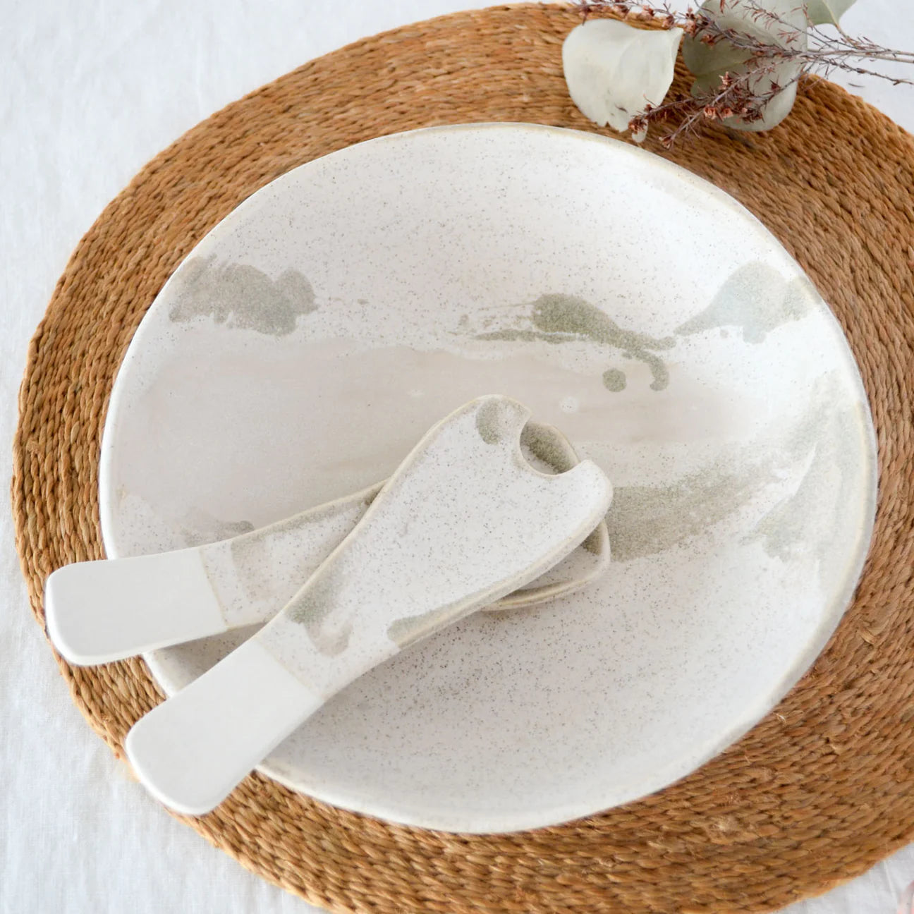 Ceramic Salad Servers - Naturals