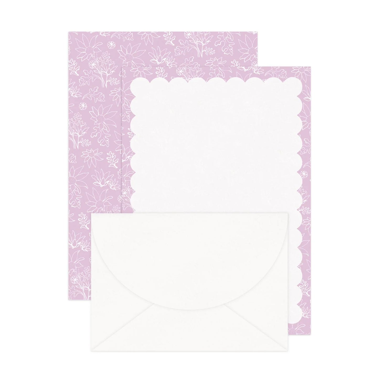 'Lilac Flannel Flowers' Blank Letter Writing Stationery Set