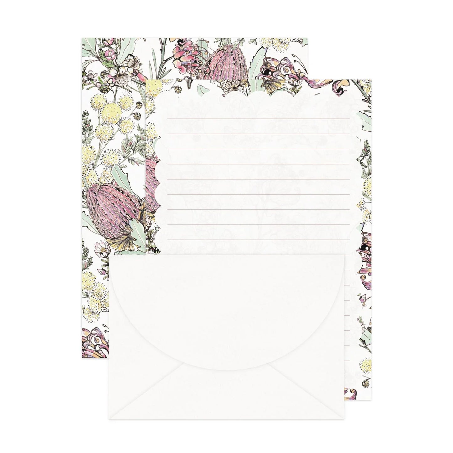 'Native Floral' Lined Letter Writing Stationery Set