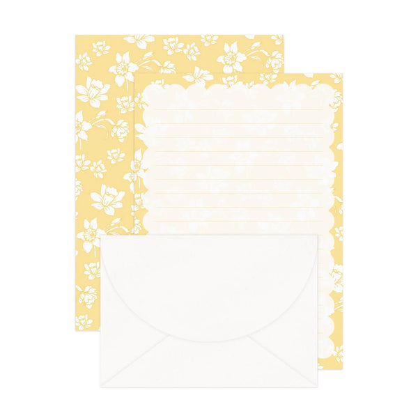 'Yellow Daffodils' Lined Letter Writing Stationery Set Wattle & Twine