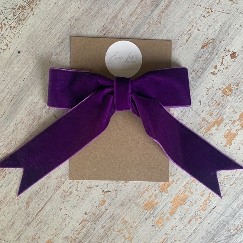 Grape Velvet Bow Barrette
