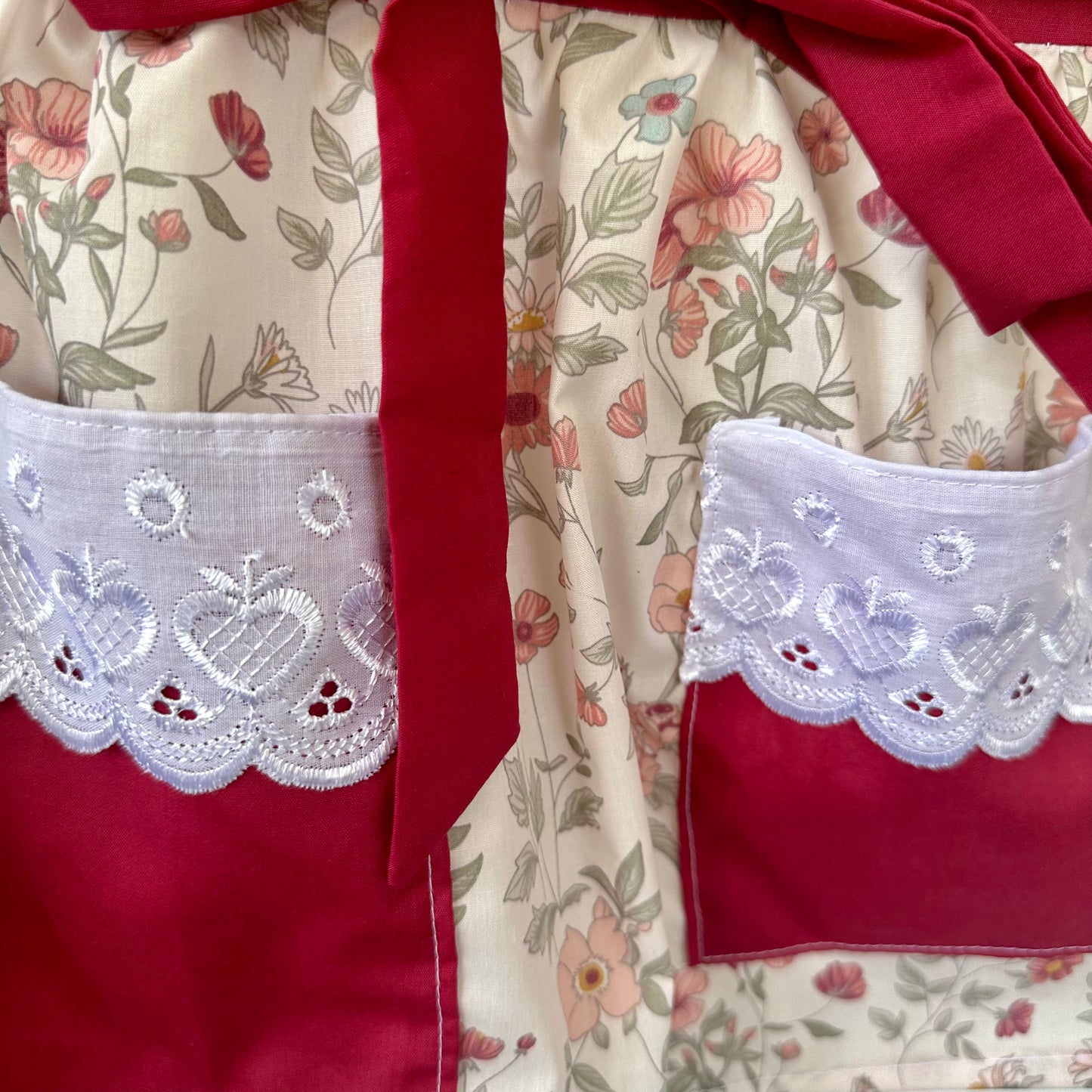 Maroon Antique Floral Kids Apron