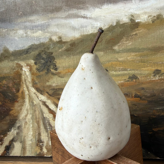 Large Rustic Ceramic Pear | White