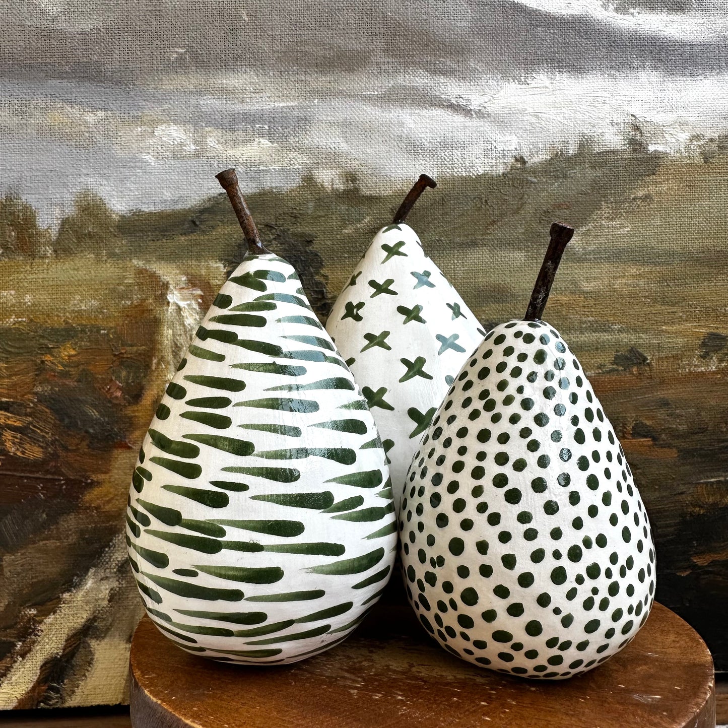 Green Ceramic Pear Trio