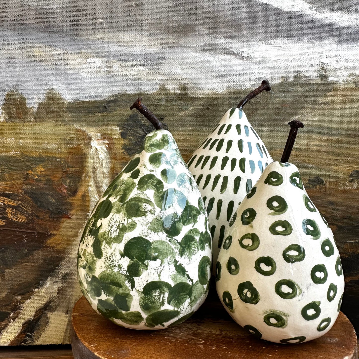 Green Ceramic Pear Trio