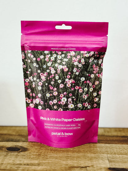 Paper Daisy | Pink & White Everlasting Seed Packets