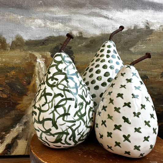 Green Ceramic Pear Trio