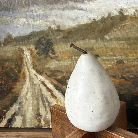 Medium Rustic Ceramic Pear | White