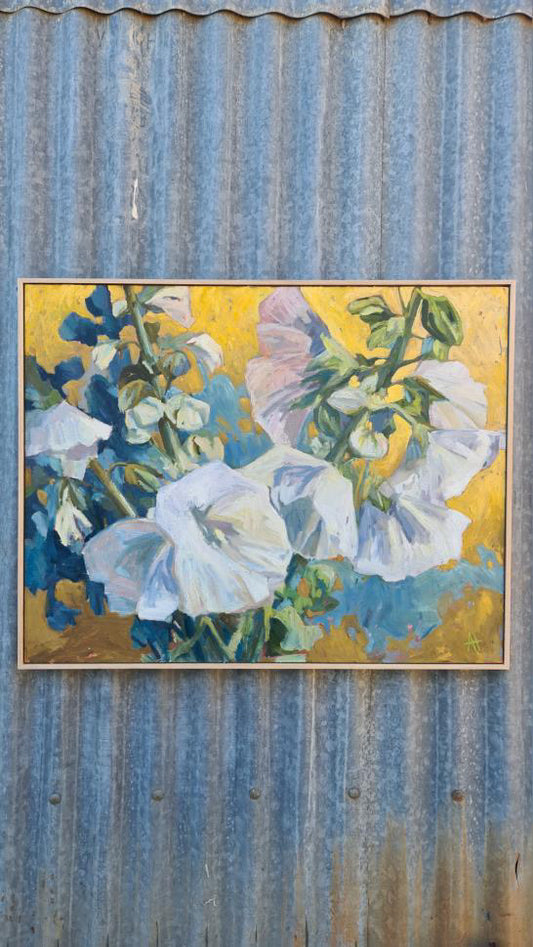 Garden Pickings, Hollyhocks by Alice Tilley