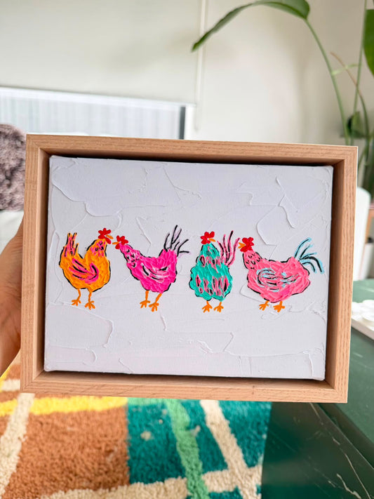 While the roosters listen