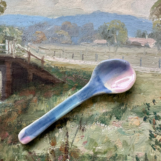 Blueberry Gingham Ceramic Spoon