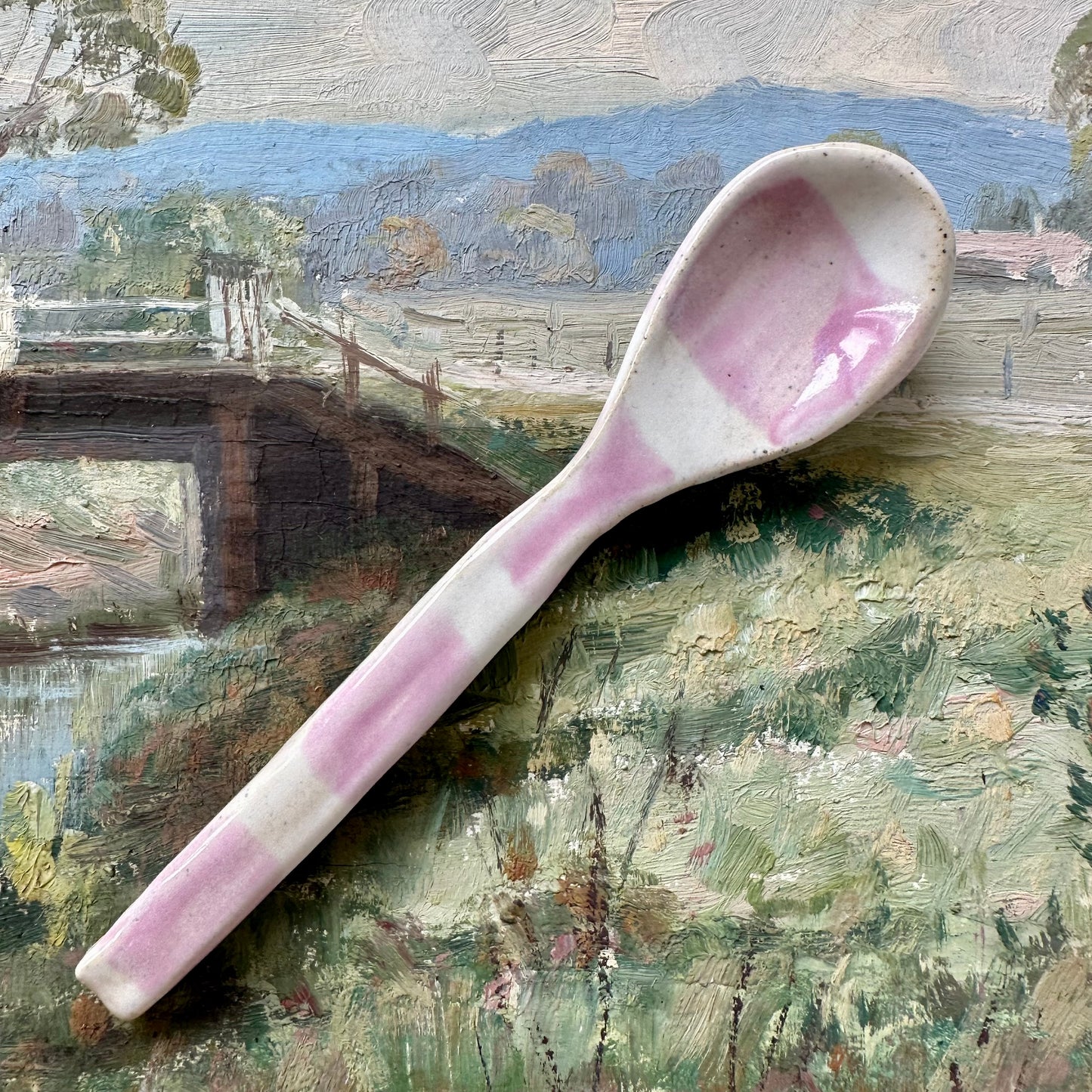 Lilac Stripe Ceramic Spoon