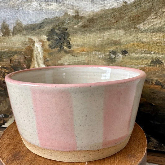 Pink Stripe Ceramic Condiment Bowl
