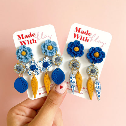 Blue Flower Posy Dangles