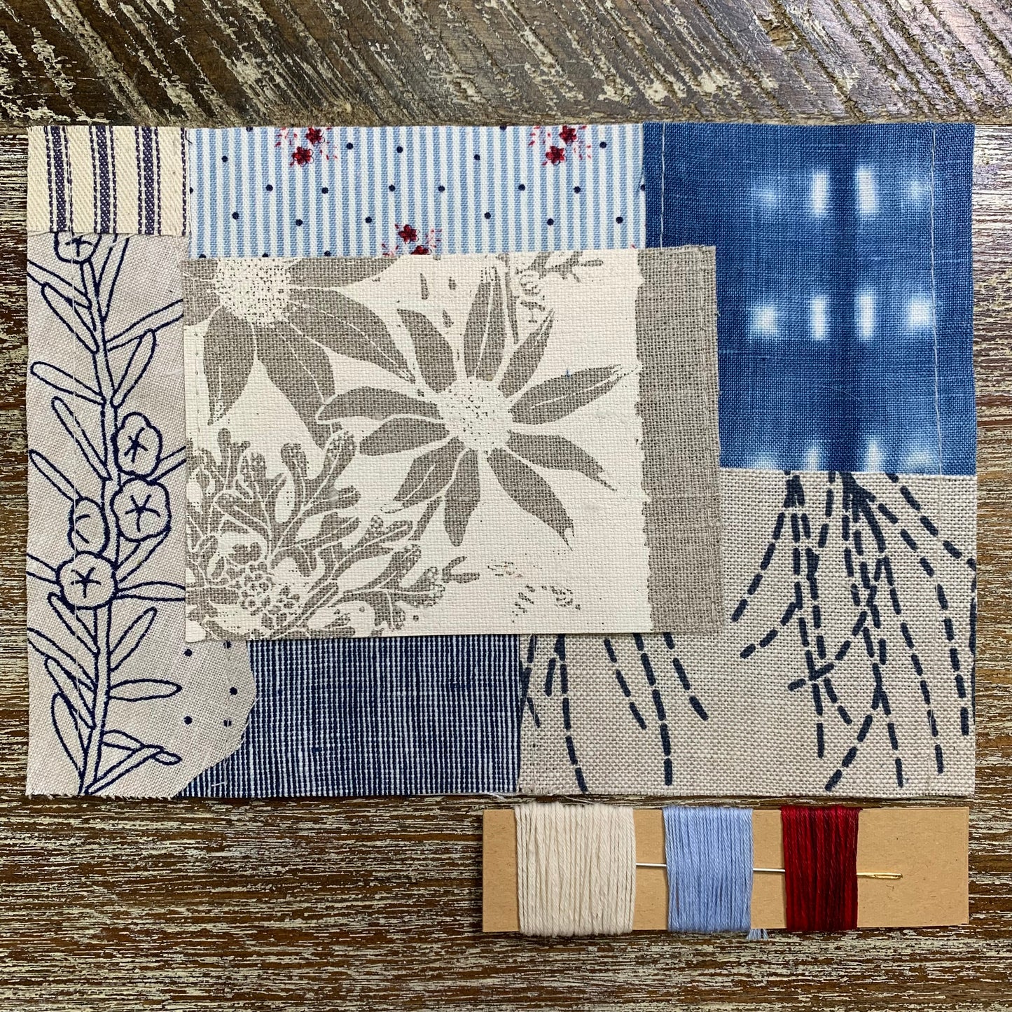 Blue Native Floral V Slow Stitching Kit