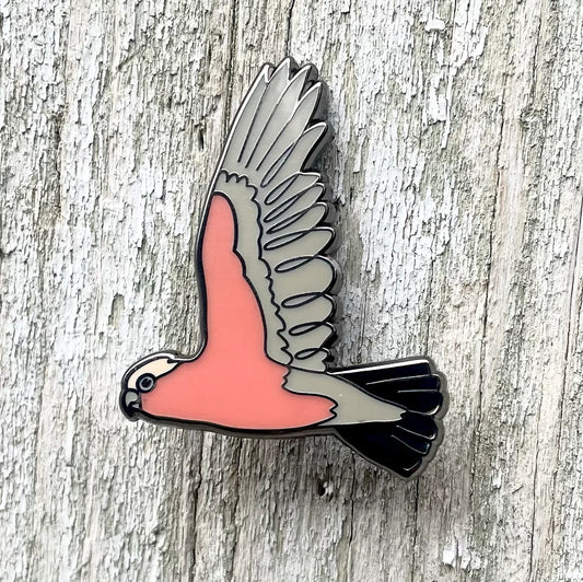 Galah in Flight Enamel Brooch