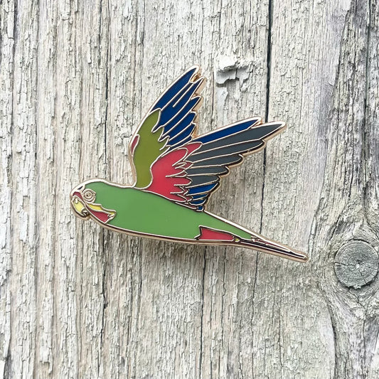 Swift Parrot in Flight Enamel Brooch