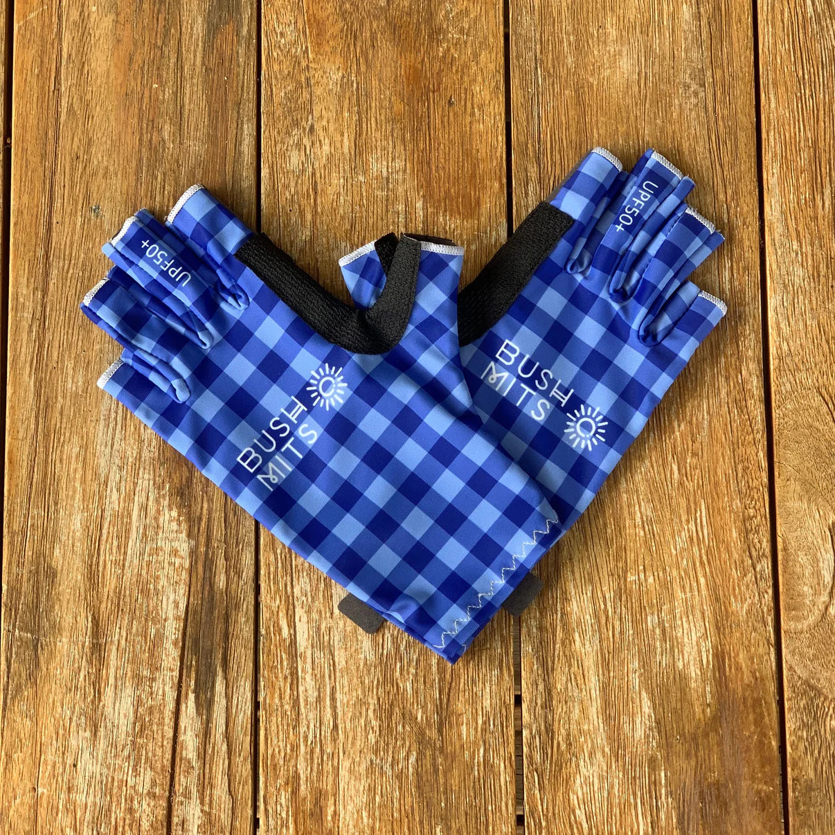 Hamilton's Blue Gingham UPF 50+ Sun Protection Gloves