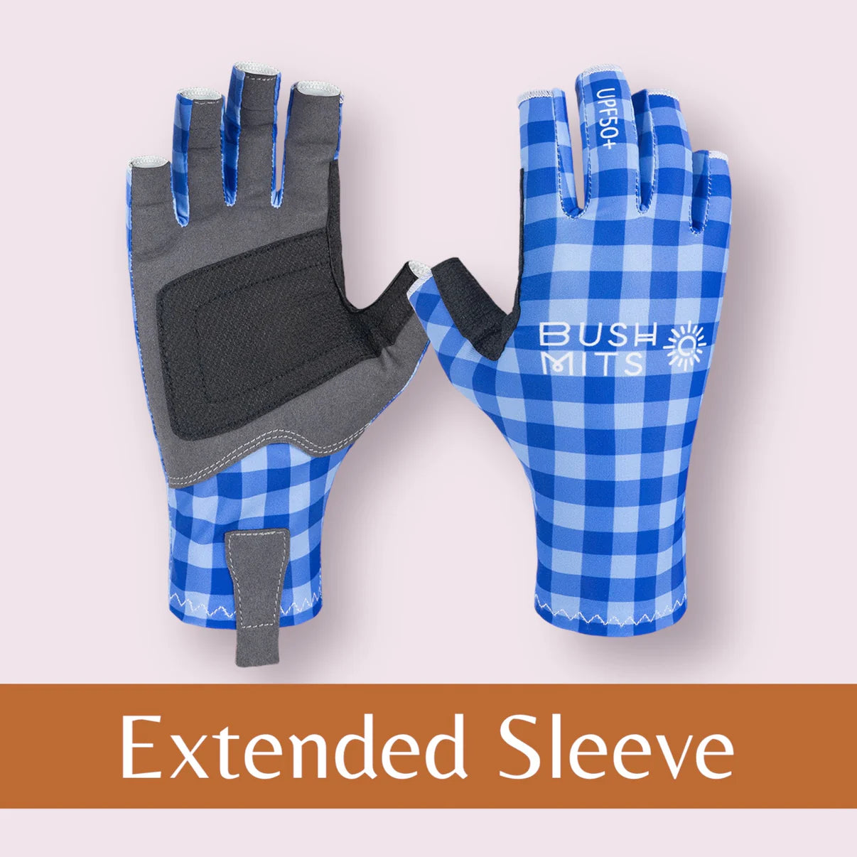 Hamilton's Blue Gingham UPF 50+ Sun Protection Gloves