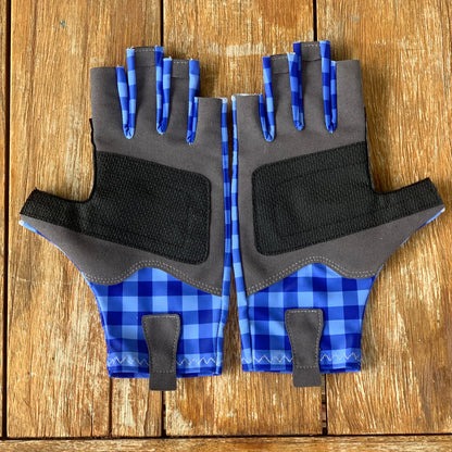 Hamilton's Blue Gingham UPF 50+ Sun Protection Gloves