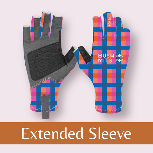 Multi Colour Gingham UPF 50+ Sun Protection Gloves