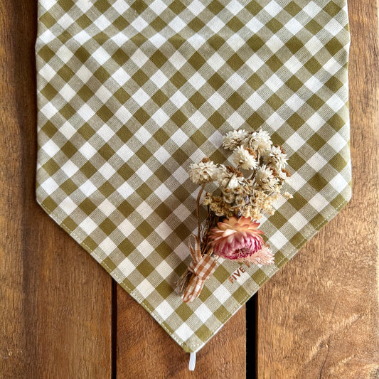 Moss Gingham Neck Scarf