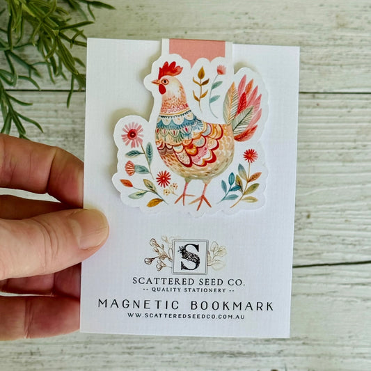 Folk Art Chook IV Magnetic Bookmark