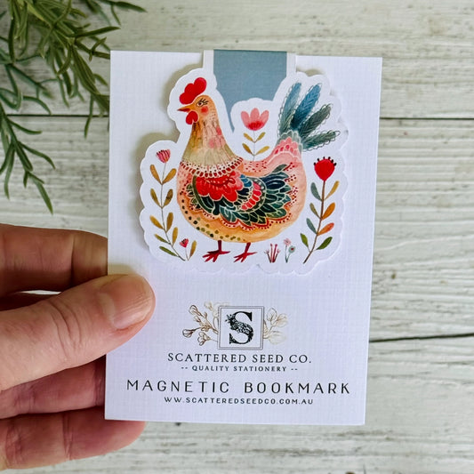 Folk Art Chook III Magnetic Bookmark