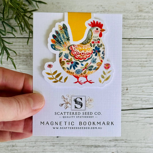 Folk Art Chook II Magnetic Bookmark